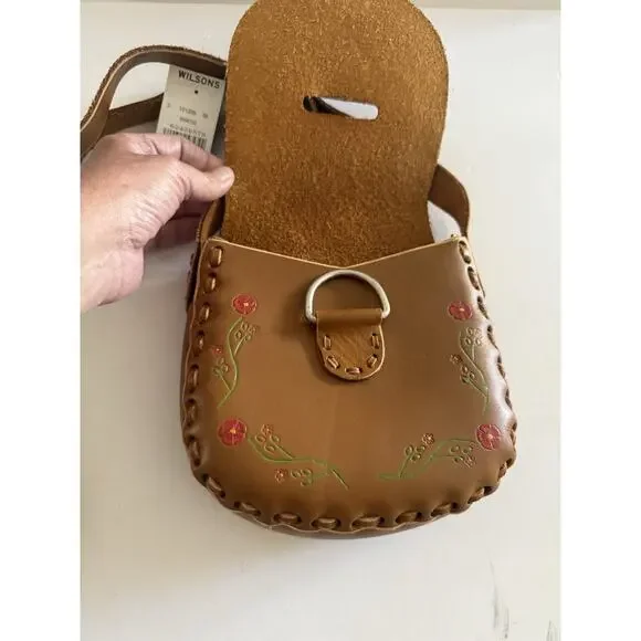 $100 NWT Vintage Wilsons Leather Floral Crossbody Shoulder Bag Brown Western - Picture 9 of 12